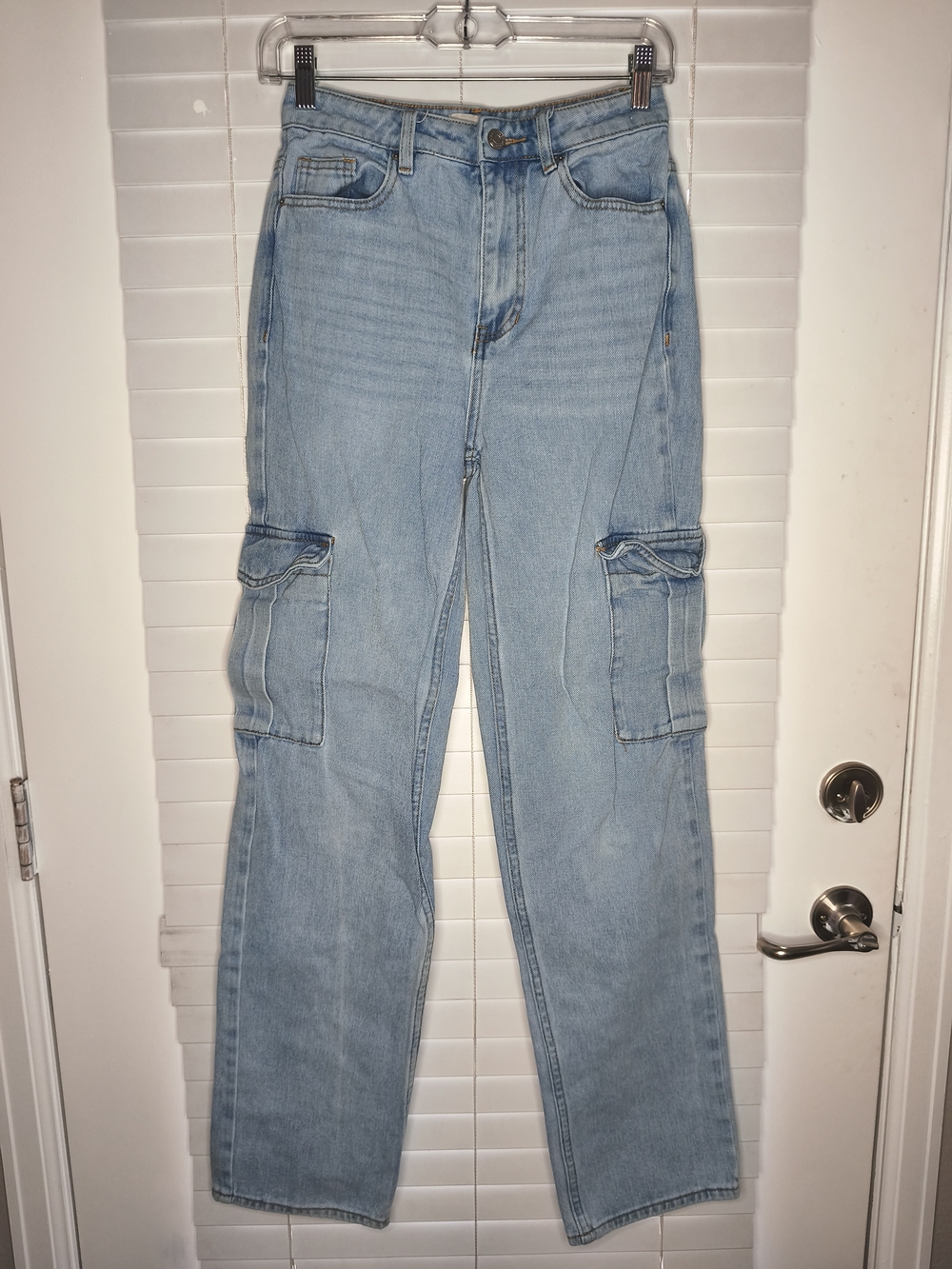 PacSun 90s Boyfriend Cargo Jeans Womens Size 25 Light Wash Denim Pants Y2K EUC